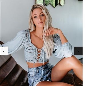 VICI NEVER WORN CROCHET MINT TOP